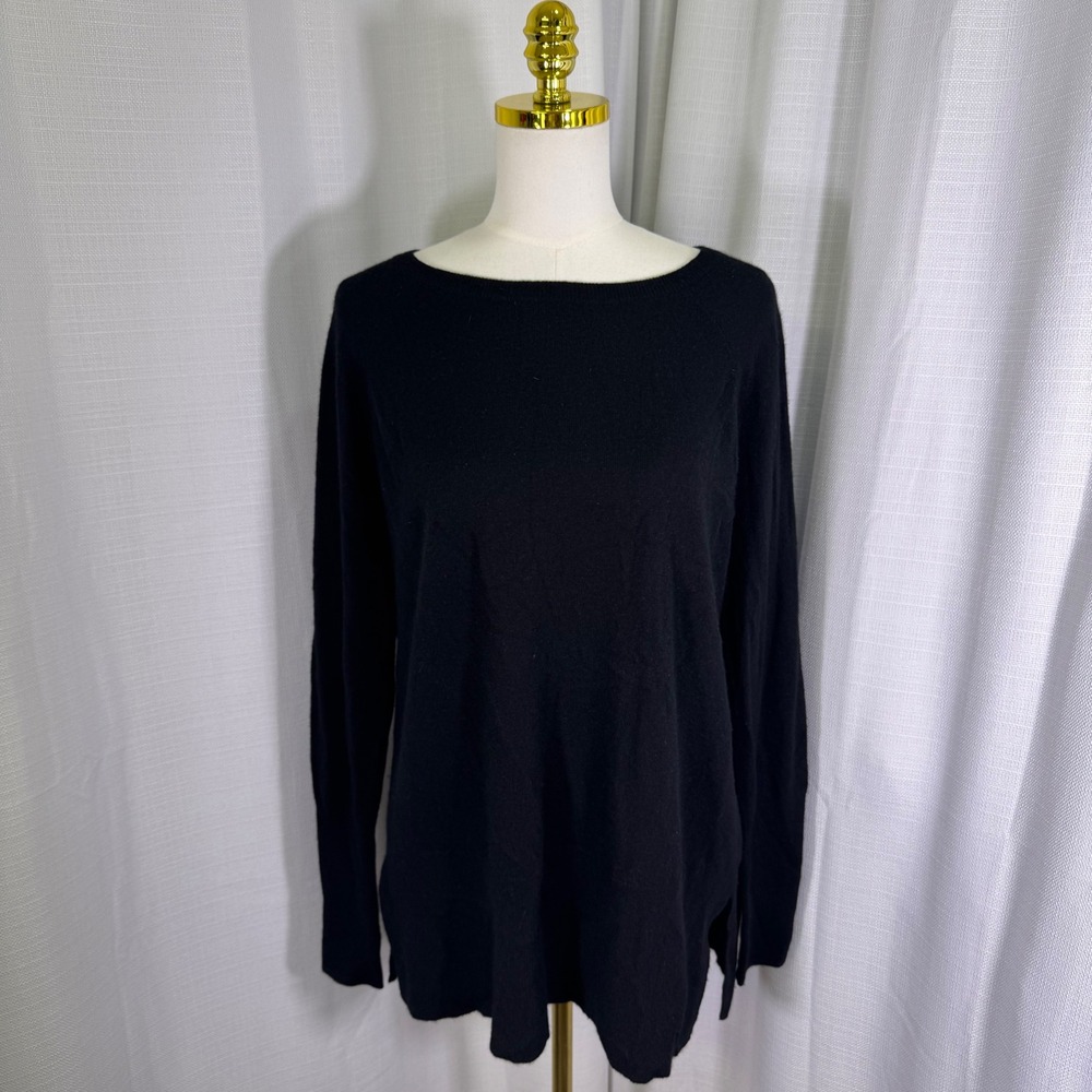 Vince 100% Cashmere Sweater Womens Size M Black Boatneck Oversized V170375173